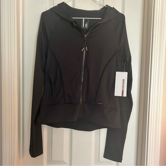 NWT MONDETTA Women's Black Full Zip-up Athleisure Jacket with Hood Size Small - Picture 1 of 9